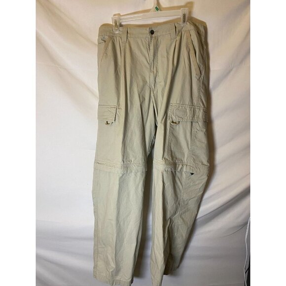 Mens Vintage 90s 2000s tan Slacks Pants Zip off Legs Size 36 x 32 Cargo Style - Picture 1 of 3